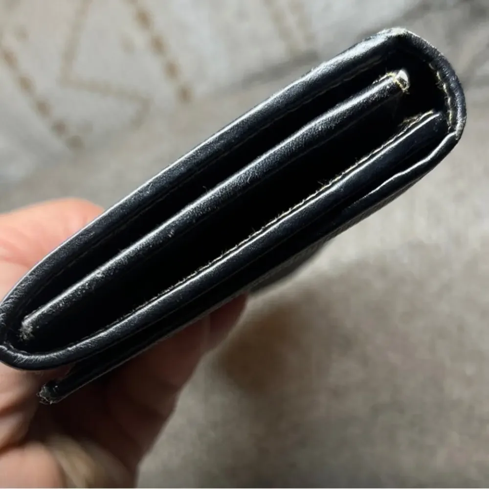 Fendi Black and Taupe Striped Wallet with Removable Gold Tone chain VTG